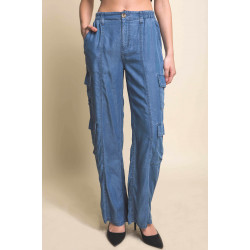 Full-length Tencel Pants With Cargo Pockets