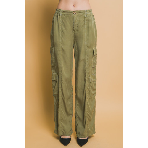 Full-length Tencel Pants With Cargo Pockets
