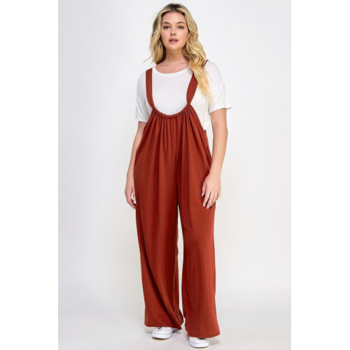 French Terry Wide Leg Jumpsuit Overalls