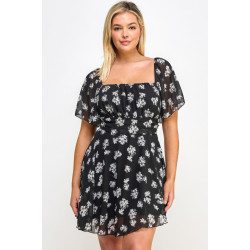 Plus Size Floral Chiffon Dress