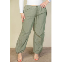 Plus Size Drawstring Waist Parachute Pants