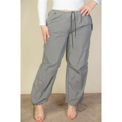 Plus Size Drawstring Waist Parachute Pants