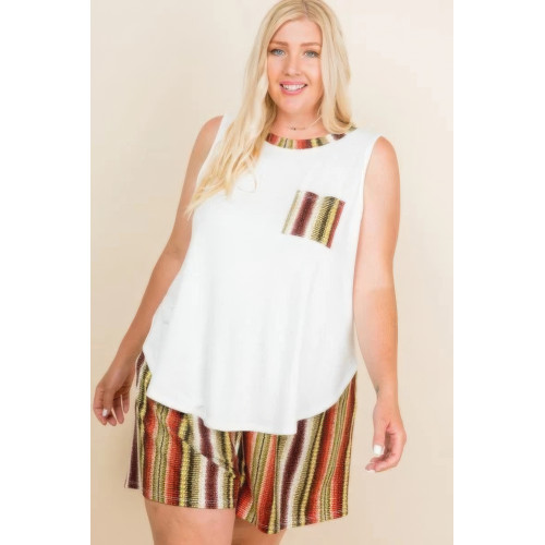 Plus Size Solid Sleeveless French Terry Tank Top