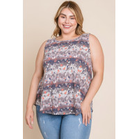 Plus Size Multi Tie Dye Animal Printed Tunic Tank