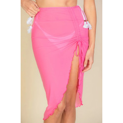 Sexy Sheer Mesh Drawstring Ruched Skirt