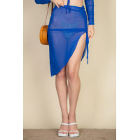Sexy Sheer Mesh Drawstring Ruched Skirt