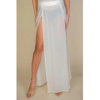 High Split Mesh Sheer Maxi Skirt