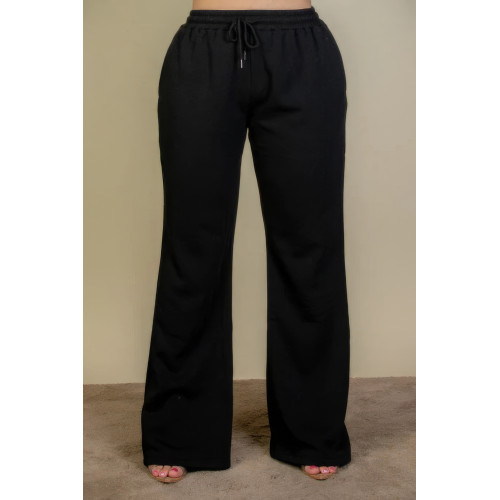 Plus Size Drawstring Waist Slant Pocket Sweatpants