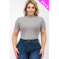 Plus Size Ribbed Short Sleeve Bodysuit