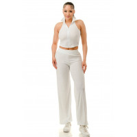 Crinkle Wide Pants Set Zipper