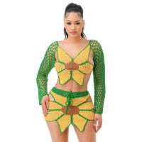 Crochet Skirt Set Sunflower