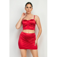 Sweetheart Bustier Rhinestones Crop Top