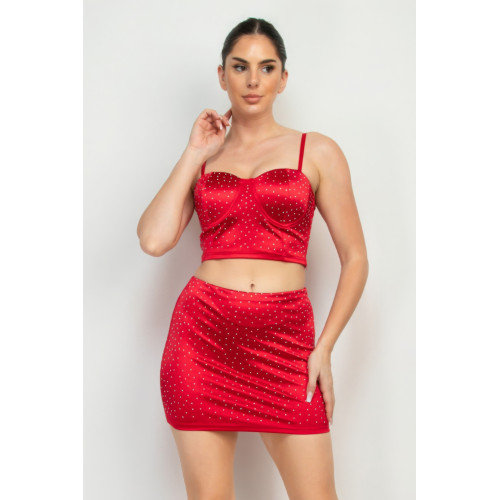 Sweetheart Bustier Rhinestones Crop Top