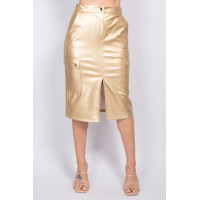 Faux Leather High-rise Cargo Skirt