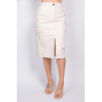 Faux Leather High-rise Cargo Skirt