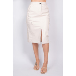 Faux Leather High-rise Cargo Skirt