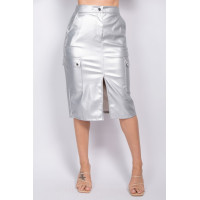 Faux Leather High-rise Cargo Skirt