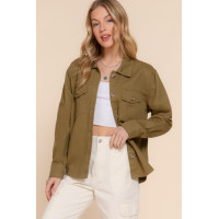 Button Down Cotton Denim Shacket