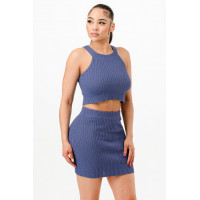 Halter Neck Tank Top And Bodycon Mini Skirt Set