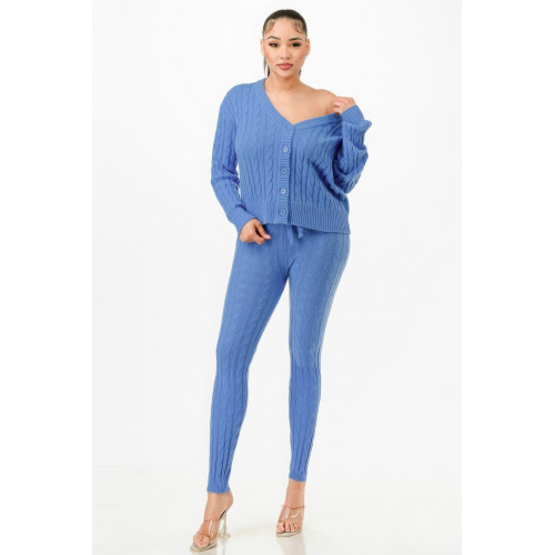 Cable Sweater Cardigan 2pc Set