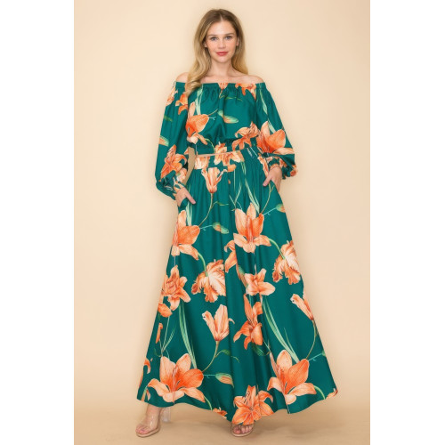 Off Shoulder Top And Wide Pants Set
