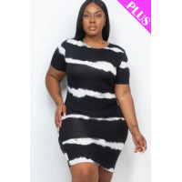 Plus Size Tie-dye Print Bodycon Dress