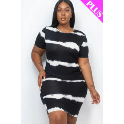 Plus Size Tie-dye Print Bodycon Dress