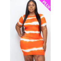 Plus Size Tie-dye Print Bodycon Dress