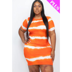 Plus Size Tie-dye Print Bodycon Dress