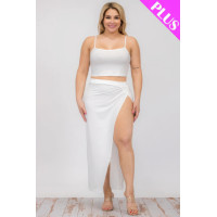 Plus Size Crop Cami & Split Thigh Maxi Skirt Set