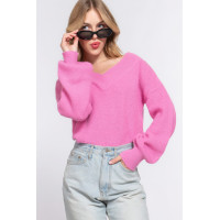 Long Slv Double V-neck Sweater