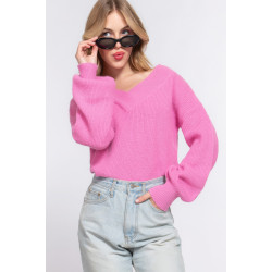 Long Slv Double V-neck Sweater