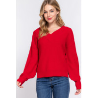 Long Slv Double V-neck Sweater