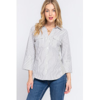 Long Slv Y/d Stripe Woven Shirt