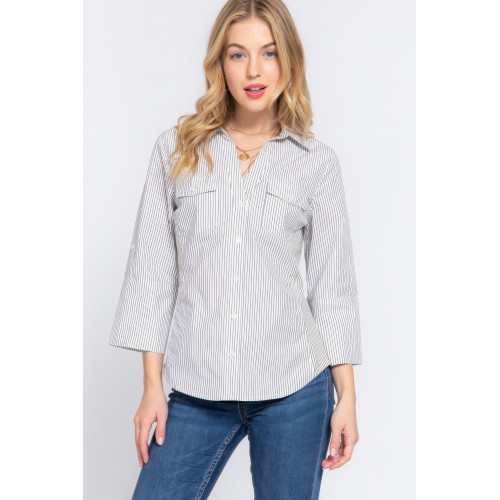 Long Slv Y/d Stripe Woven Shirt