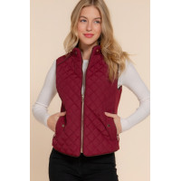 Suede Piping Quilted Padding Vest