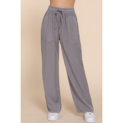 Elastic Waist Tencel Long Pants