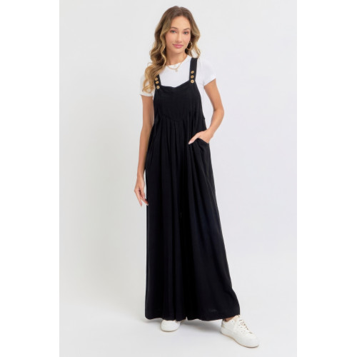 Adjustable Strap Overall Wide Leg Jumpsuit