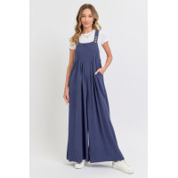 Adjustable Strap Overall Wide Leg Jumpsuit