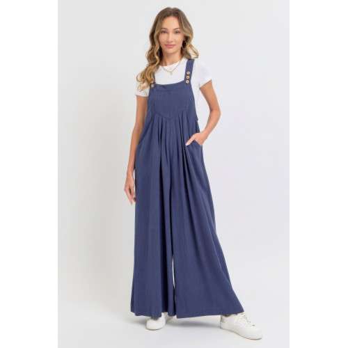Adjustable Strap Overall Wide Leg Jumpsuit
