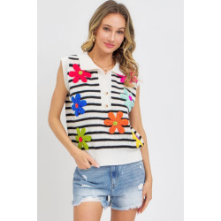 Flower Patch Stripe Knit Top
