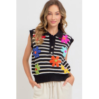 Flower Patch Stripe Knit Top