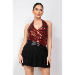 Surplice Halter Sequin Top