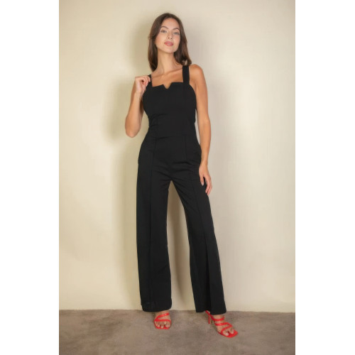 Notched neck cami jumpsuit
