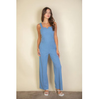 Notched neck cami jumpsuit