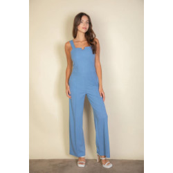 Notched neck cami jumpsuit
