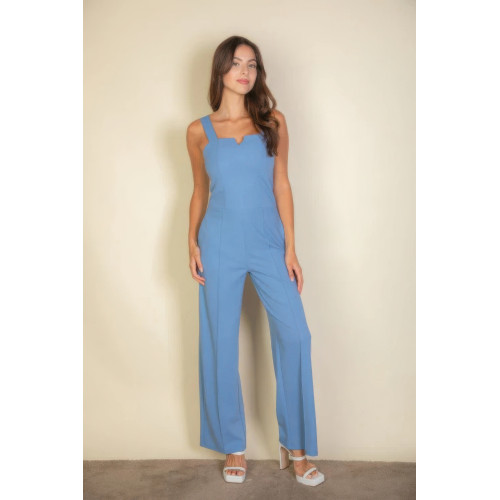 Notched neck cami jumpsuit