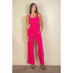 Notched neck cami jumpsuit