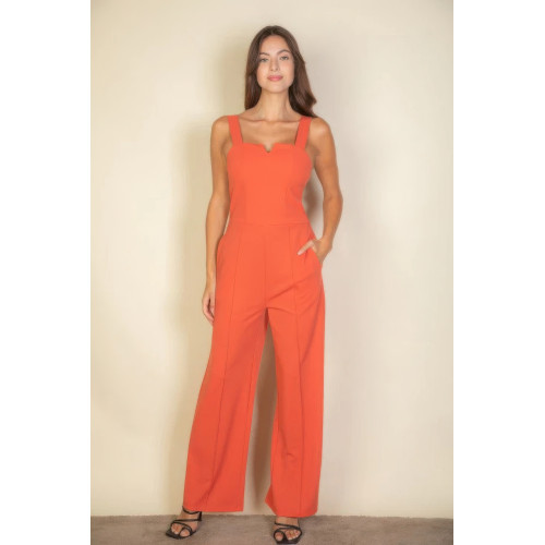 Notched neck cami jumpsuit