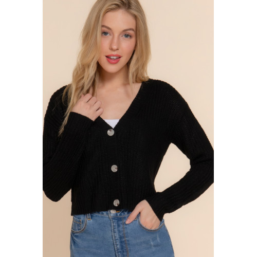 Long slv v-neck sweater cardigan